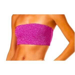 NWT Good American Sparkle Better Band Top Bandeau Bra Hawaiian Pink Women's 2=M